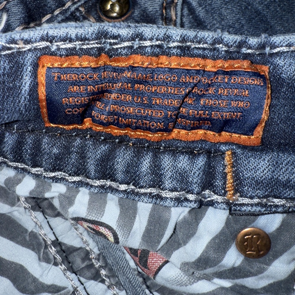 Rock Revival Jeans Mens 36x31 Blue Jack Slim Straight Denim Stretch Embroidered - Picture 7 of 14